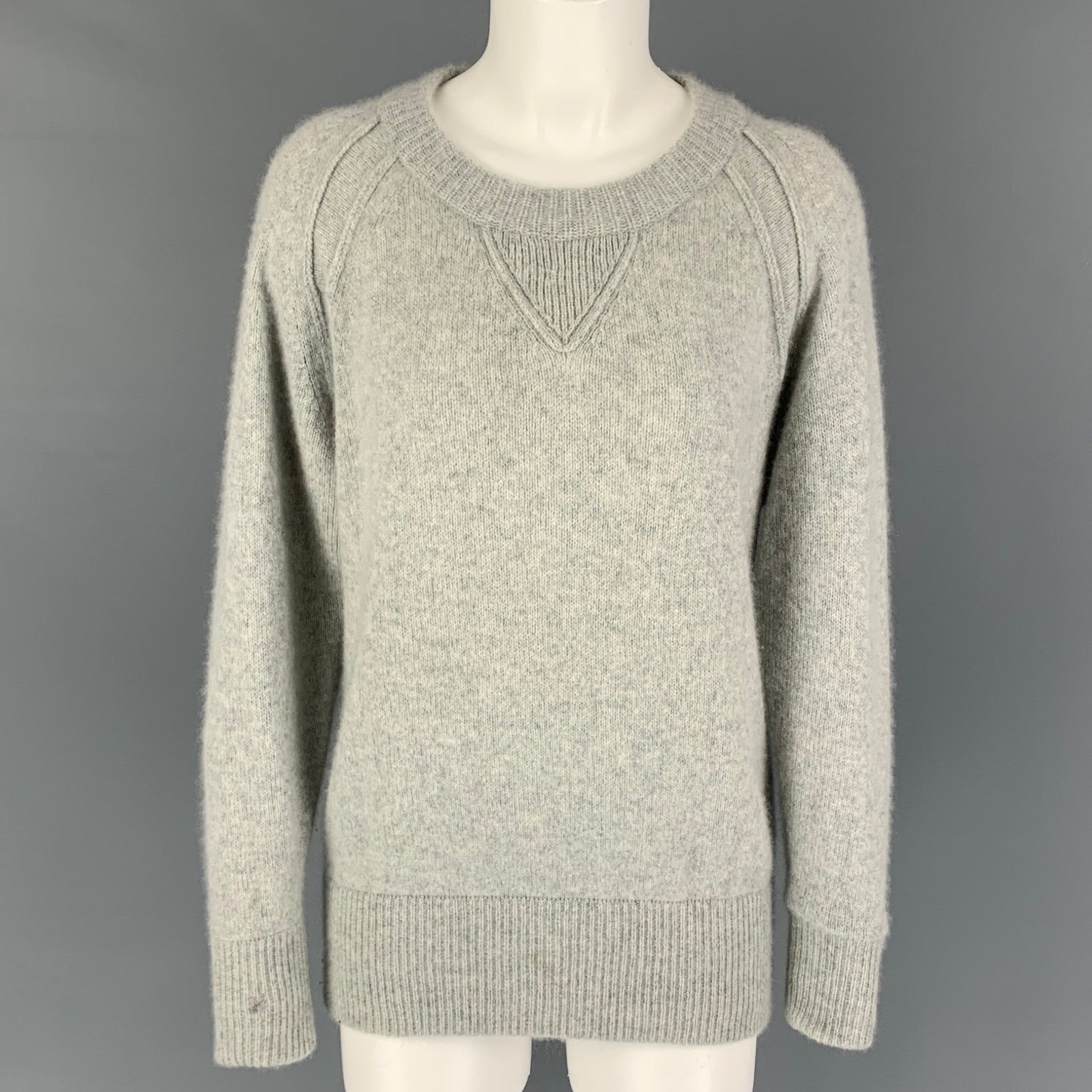 Chloe Size S Grey Cashmere Crew-Neck Sweater